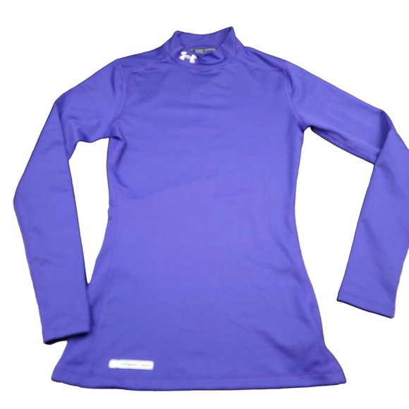 Under Armour‎ Womens S Shirt Fitted ColdGear Mock Neck in Purple - Picture 1 of 13